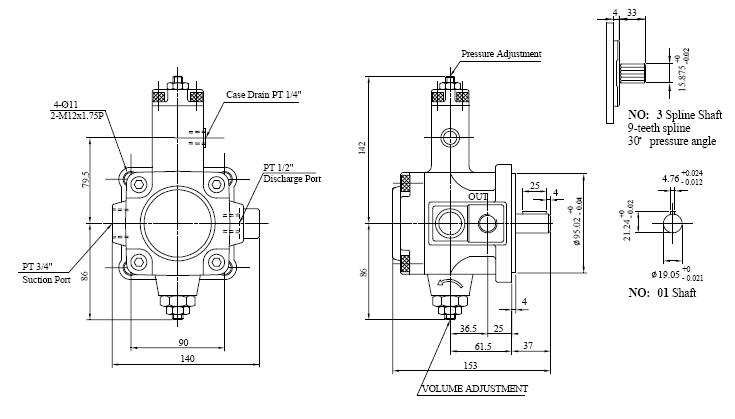 VF30 vane pump dimension